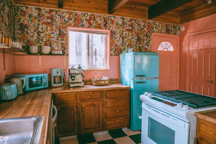 Before & After: Pink and Floral Pops of Color Transform a '70s Kitchen ...